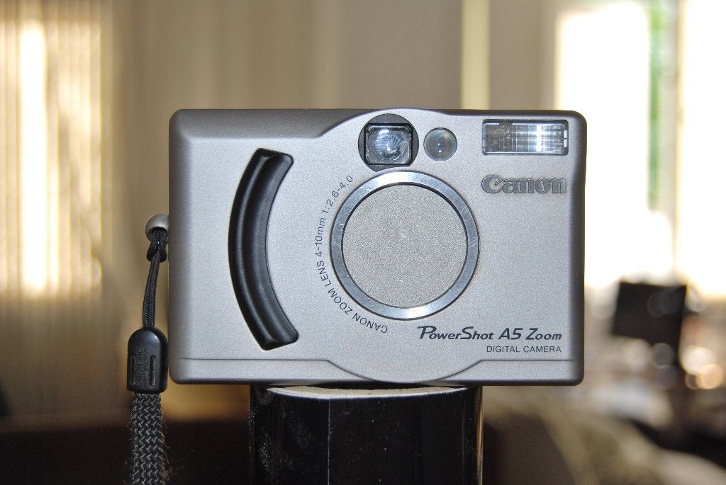 Vintage Canon PowerShot A5 Zoom Compactcamera, Ingebouwde flitser, Gebruikt, Canon, 2 megapixels