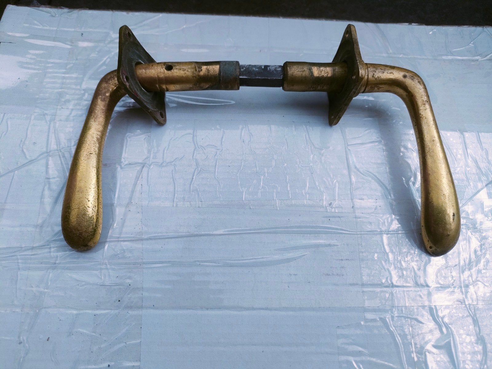 Vintage messing deurklinken - set van 2, Doe-het-zelf en Verbouw, Hang- en Sluitwerk, Ophalen of Verzenden