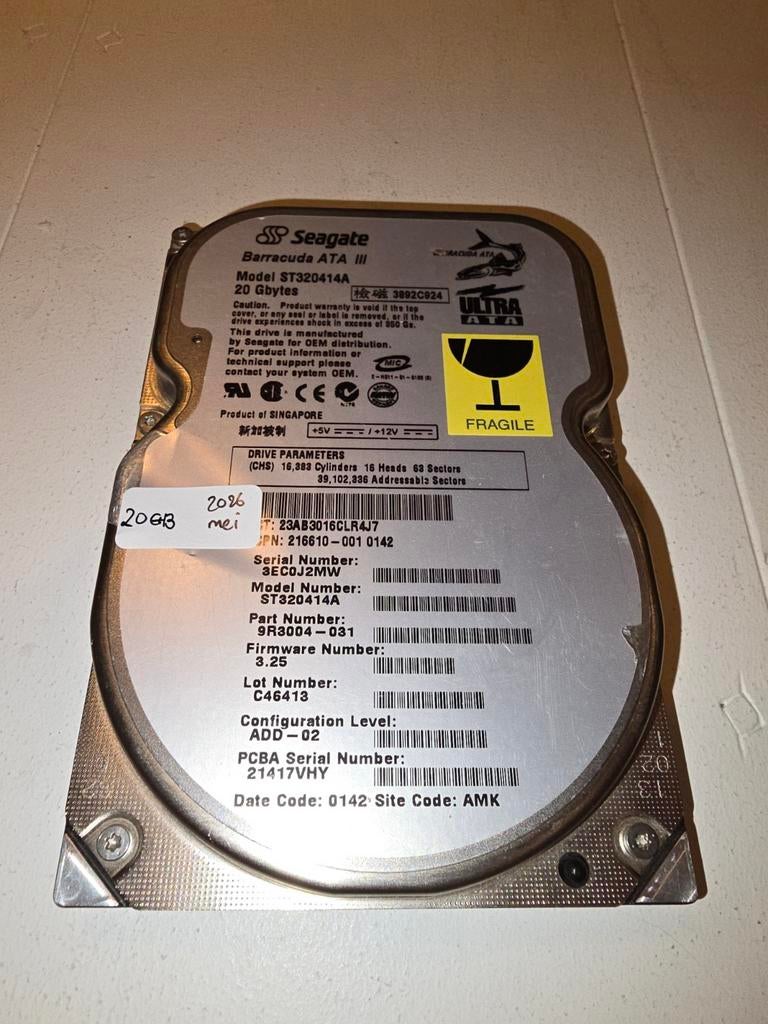 Seagate Barracuda ATA III 20 GB HDD - Intern, IDE, Computers en Software, Vintage Computers, Ophalen of Verzenden