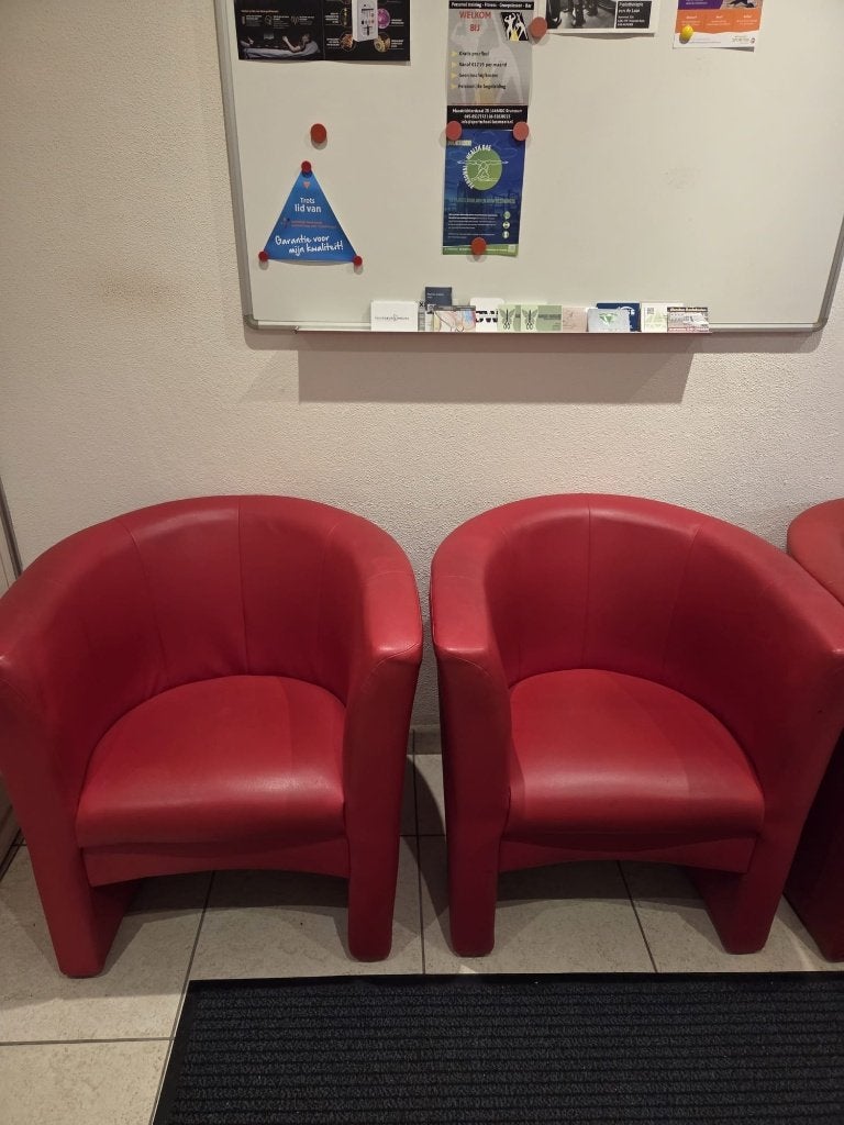 4 mooie rode fauteuils - Ideaal voor wachtkamer/woonkamer, Huis en Inrichting, Ophalen, Gebruikt, Minder dan 75 cm, 50 tot 75 cm
