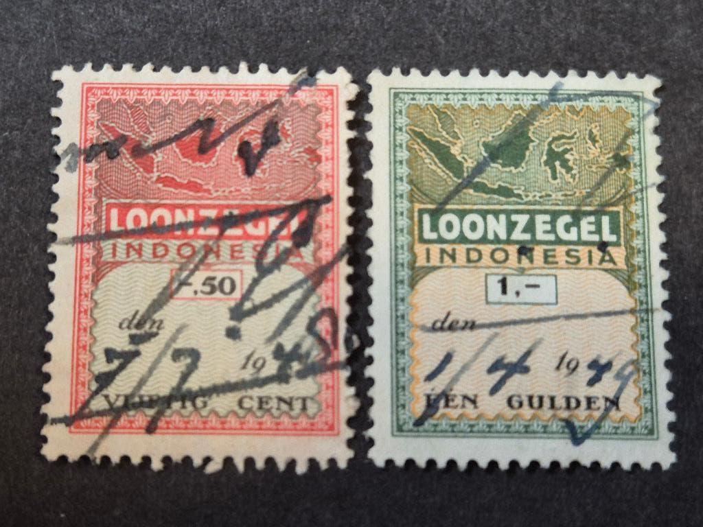 NL Overzee Indonesië "Loonzegel" 10 Cent. & 1 Gld. 1948/49, Postzegels en Munten, Postzegels | Nederland, Ophalen of Verzenden