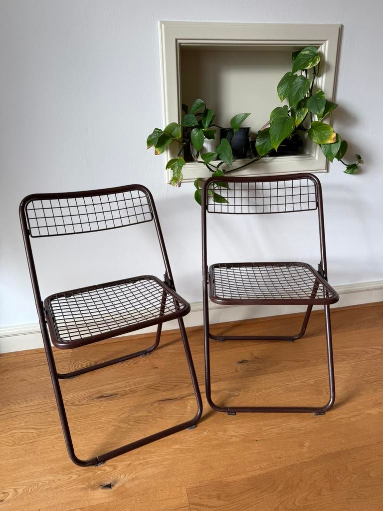 Vintage klapstoelen - Federico Giner klapstoelen bruin, Ophalen