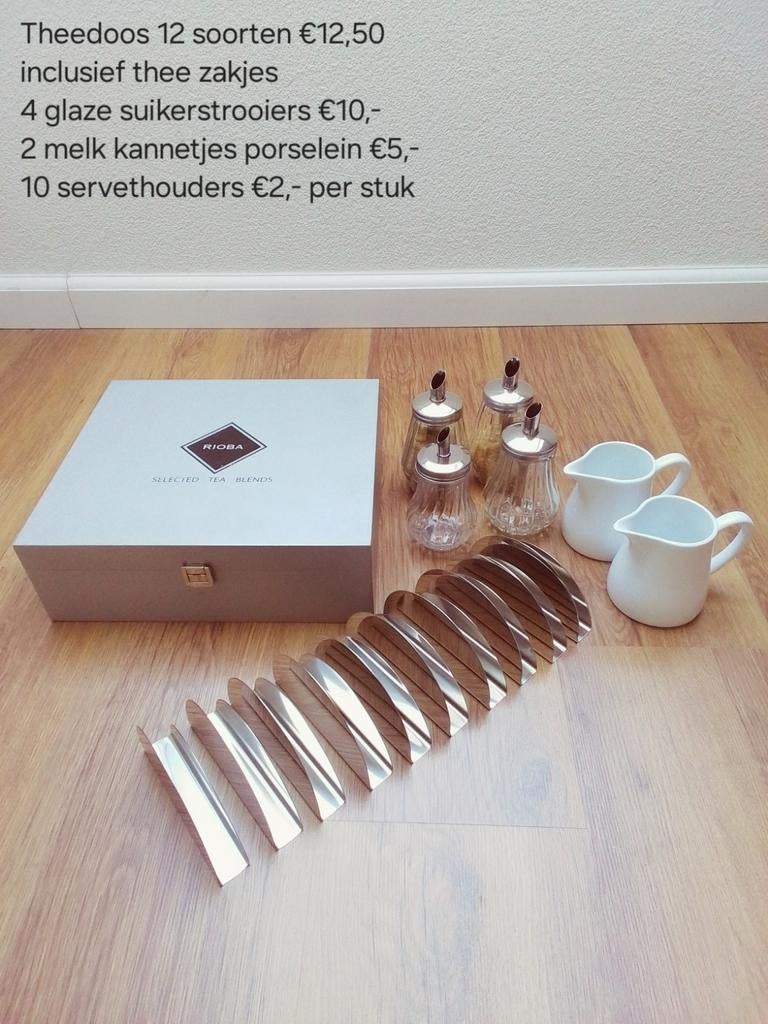 Suikerstrooiers, melkkannetjes, hotel servies en bio wegwerp, Overige materialen, Gebruikt, Overige typen, Ophalen of Verzenden