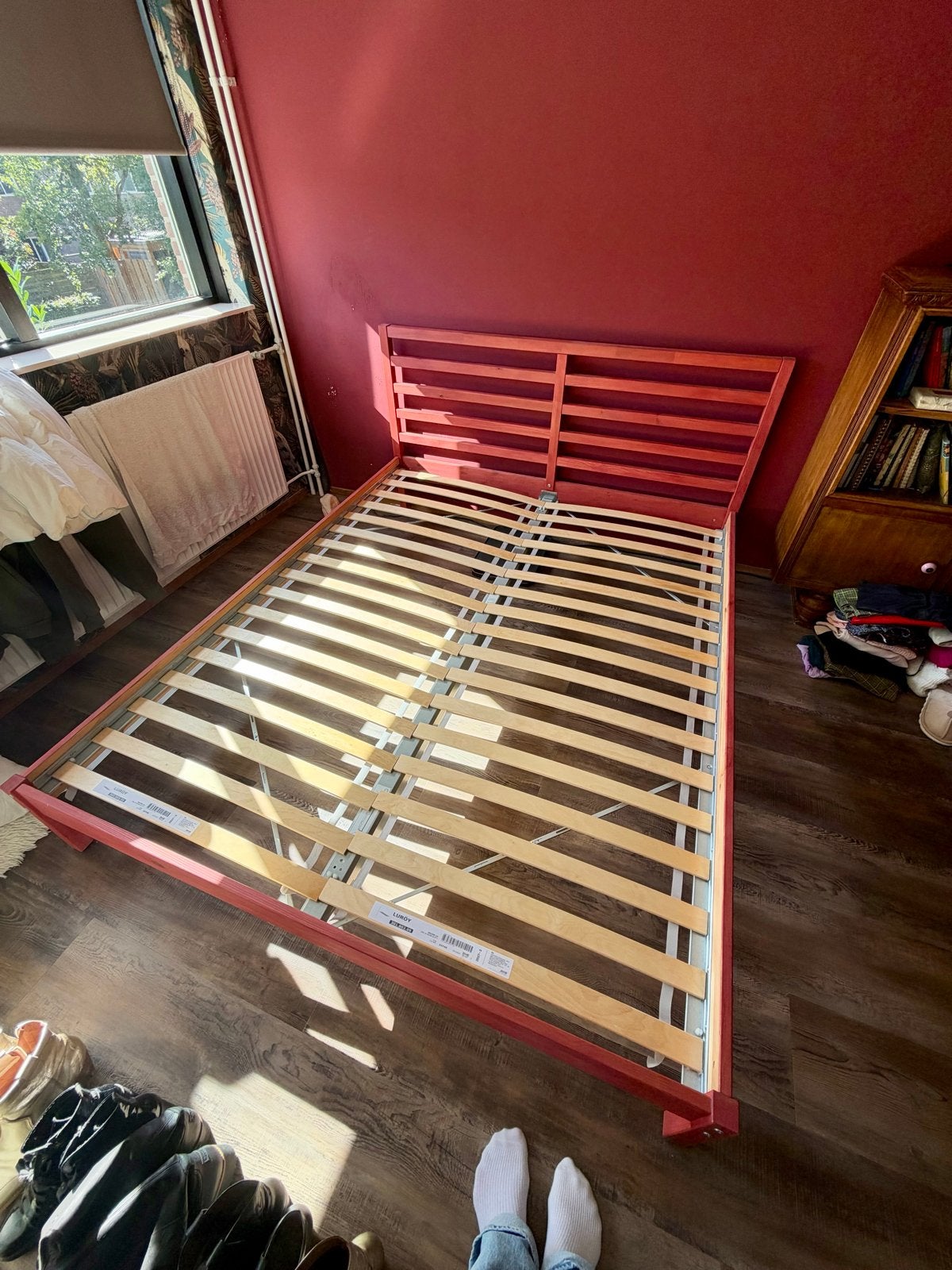 IKEA Tarva bedframe met Luroy lattenbodem 160 x 200 cm, Ophalen, Gebruikt, Overige kleuren, Tweepersoons