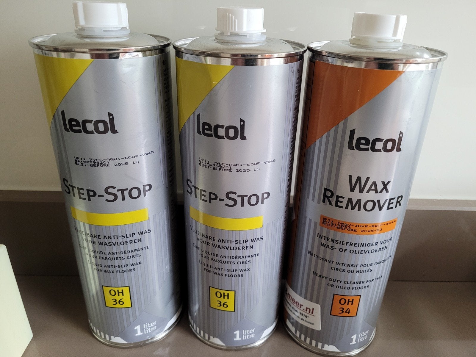 Lecol Step-Stop OH36 & Wax Remover OH34 - Vloeronderhoud, Doe-het-zelf en Verbouw, Verf, Beits en Lak, Minder dan 5 liter, Ophalen of Verzenden