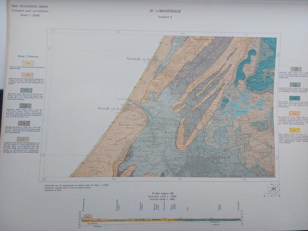 81 / Geologische kaart uit 1926 van Den Haag 's Gravenhage, Ophalen of Verzenden, 1800 tot 2000, Nederland, Rijks Geologische Dienst