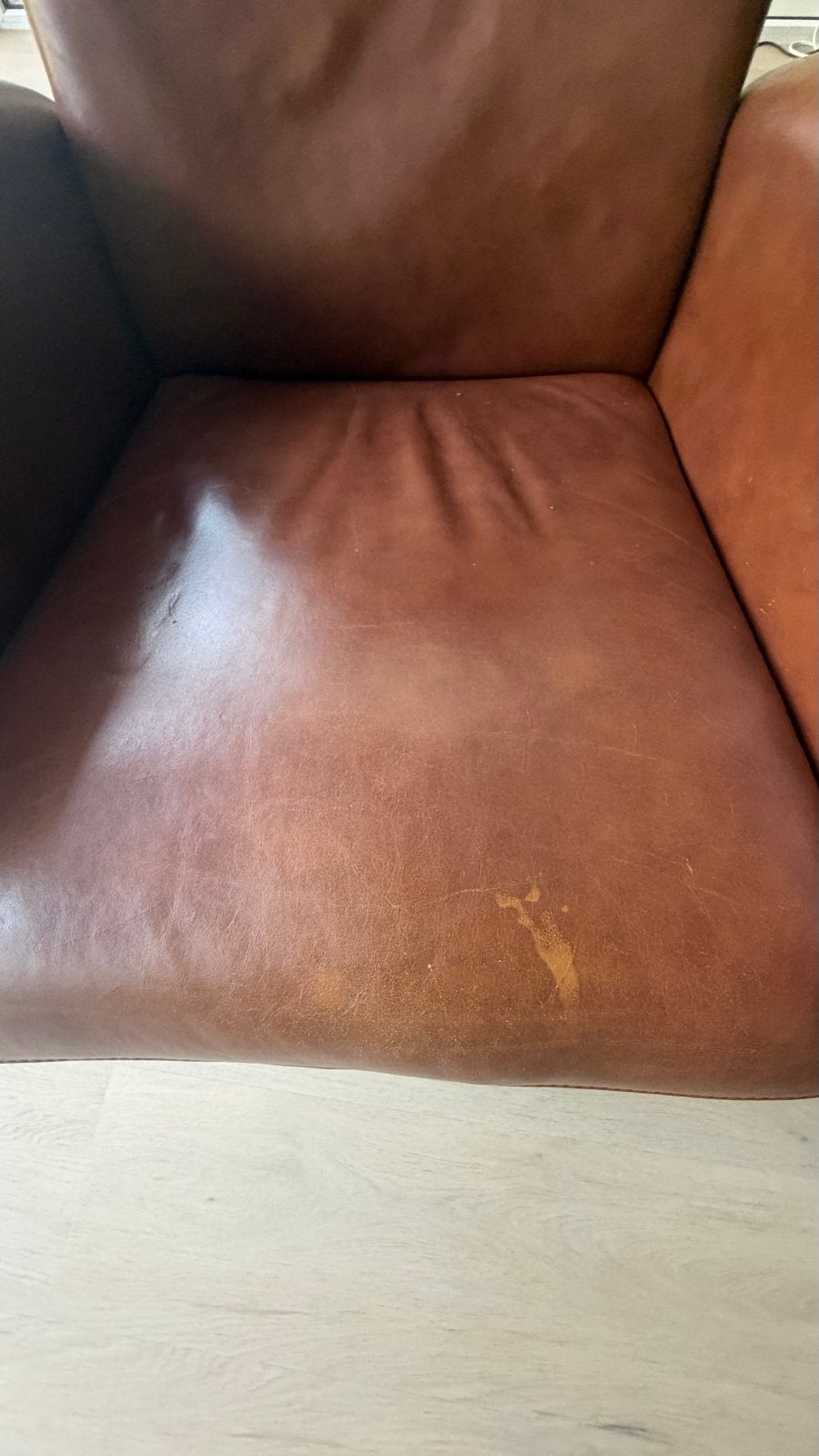 Elektrische leren relaxstoel - Cognac kleur - Potz Wonen, Ophalen, Gebruikt, Bruin, Leer