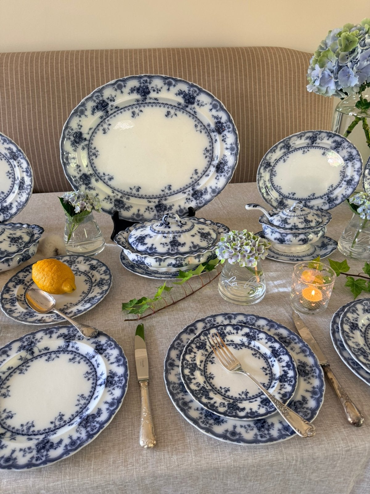 Foto 10 van Furnivals Medina 1898 antiek blue servies 11 pers izgst