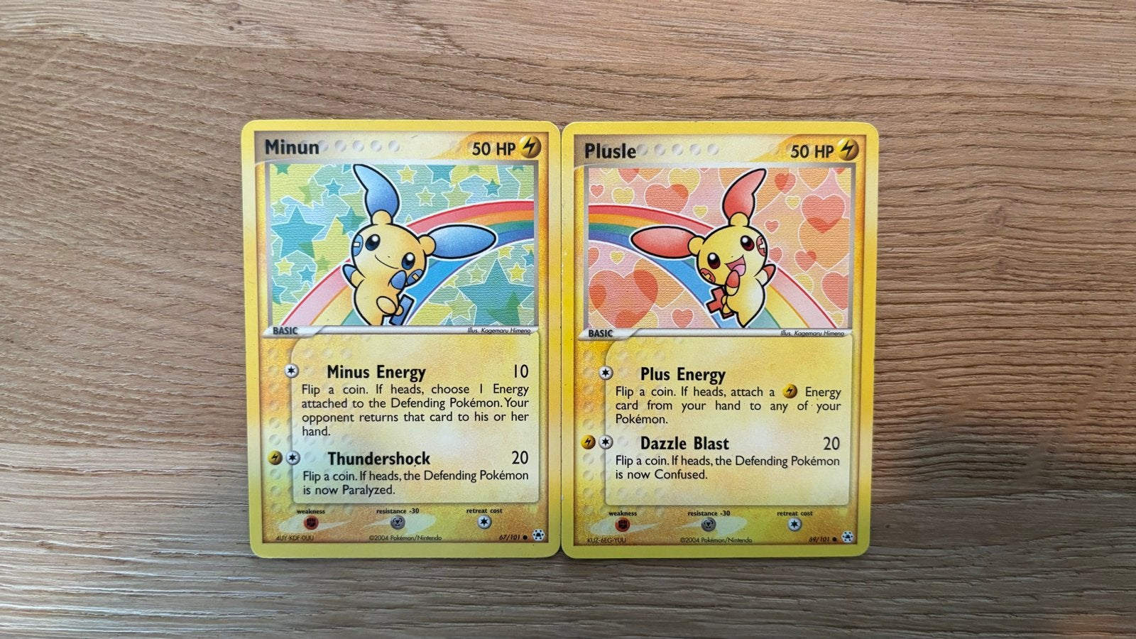 Minun en Plusle Pokémon kaarten (EX Emerald), Ophalen of Verzenden, Zo goed als nieuw, Meerdere kaarten