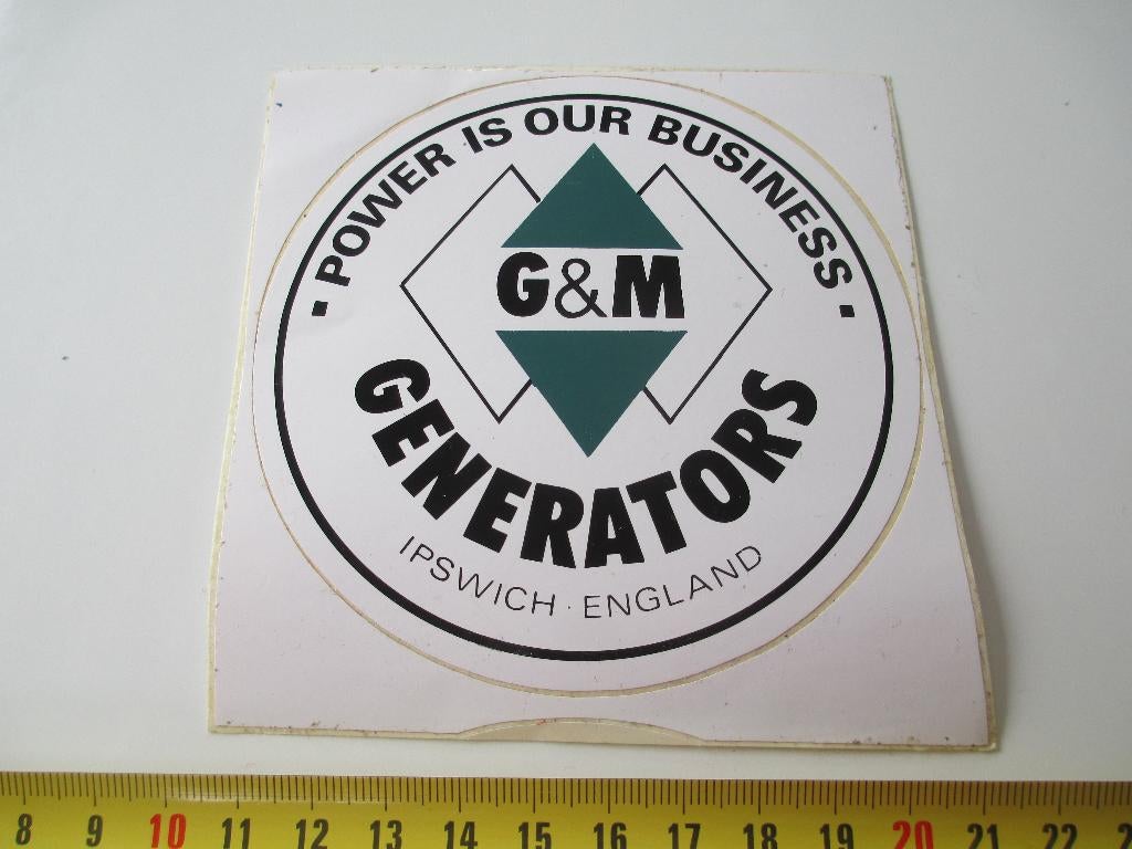 sticker G&M Generators Ipswich England Power is our business, Ophalen, Zo goed als nieuw