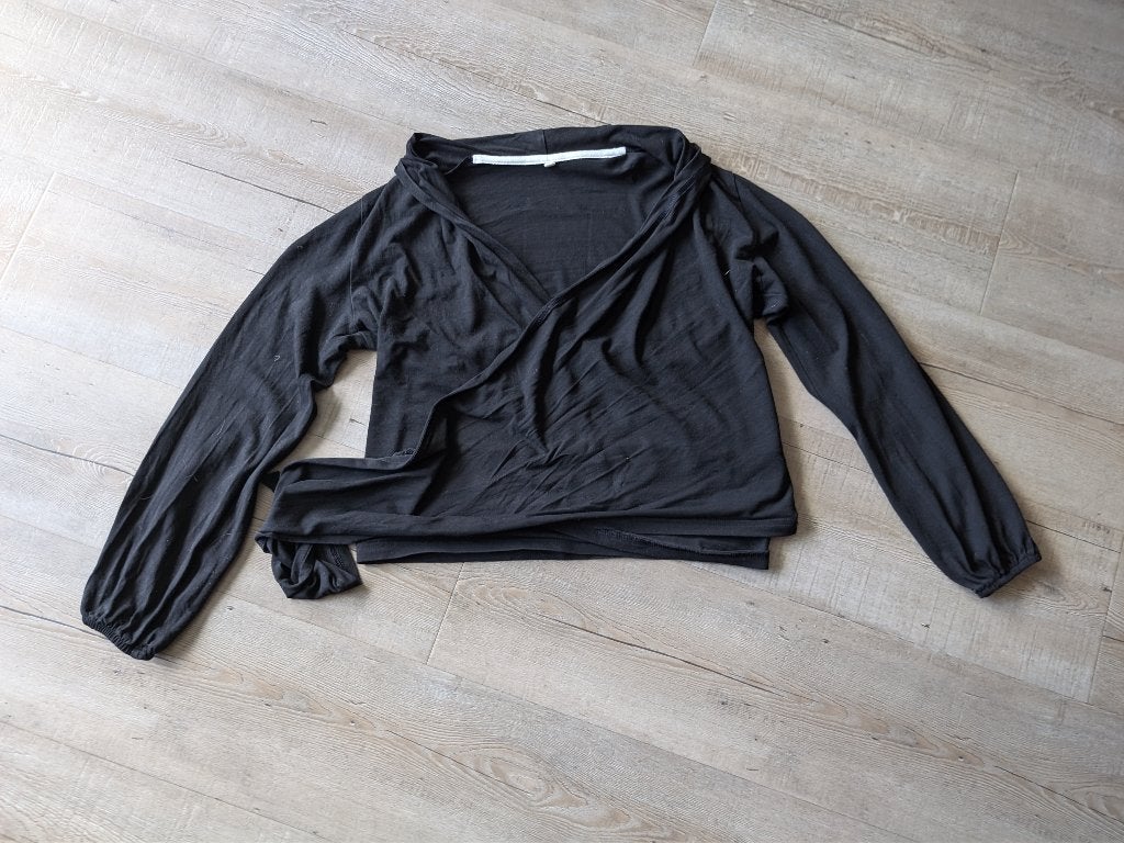 Zwangerschap-wikkeltop Zwart,  maat M, Kleding | Dames, Positiekleding, Ophalen, Zo goed als nieuw, Maat 38/40 (M), Zwart
