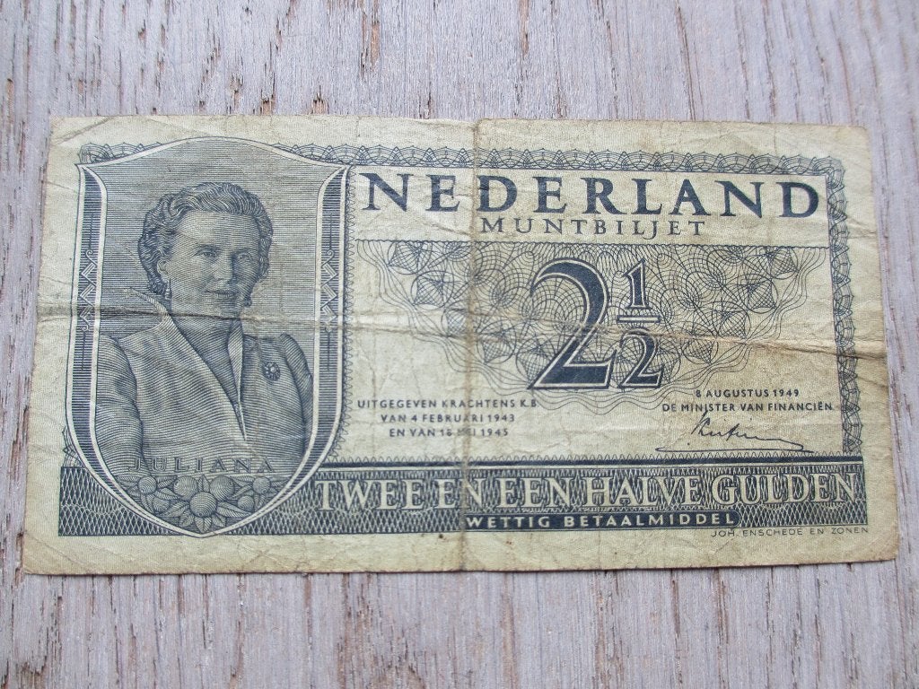 Mooi bankbiljet 2,5 gulden - 8 augustus 1949 - Juliana, Postzegels en Munten, Bankbiljetten | Nederland, Los biljet, 2½ gulden