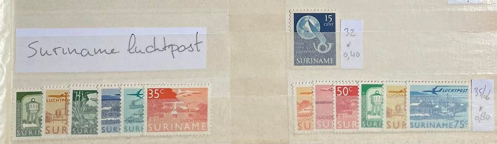 Kaveltje postzegels Suriname; luchtpost, Postzegels en Munten, Postzegels | Suriname, Ophalen of Verzenden