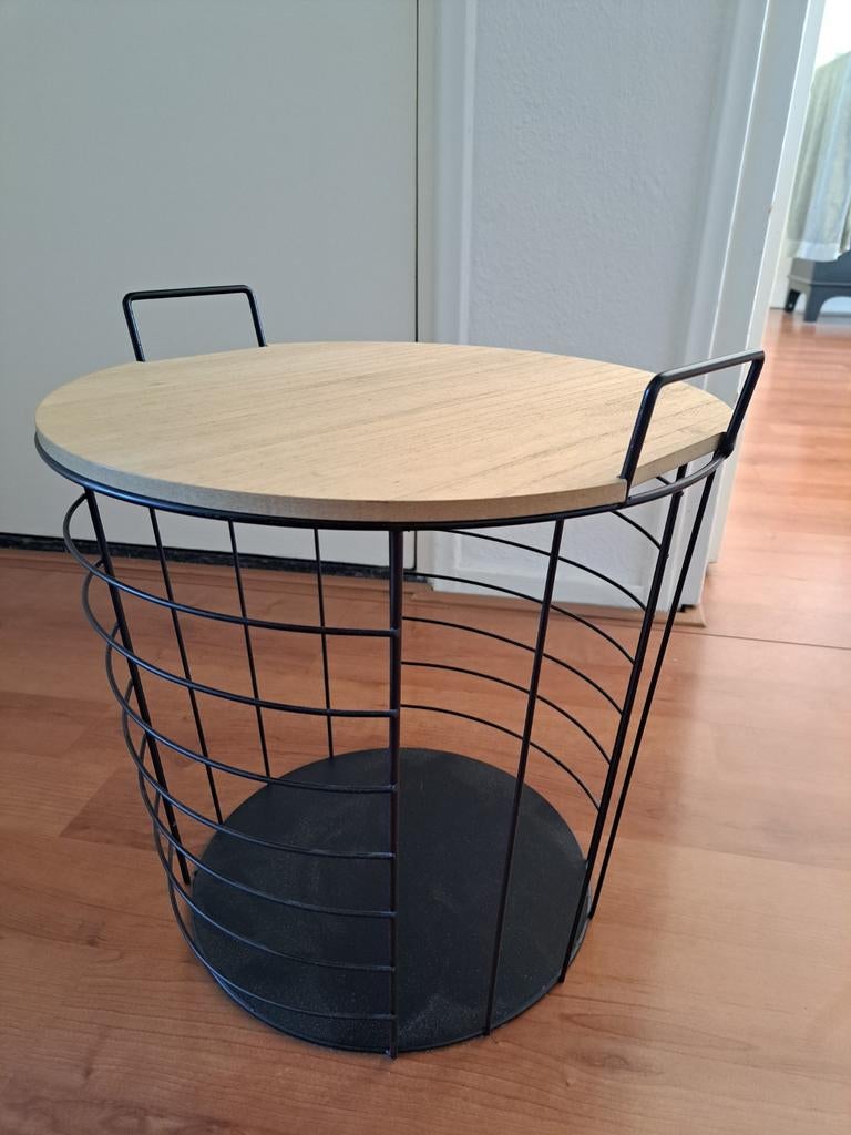 Draadmand met houten deksel, Ophalen, Minder dan 45 cm, Minder dan 55 cm, Metaal of Aluminium