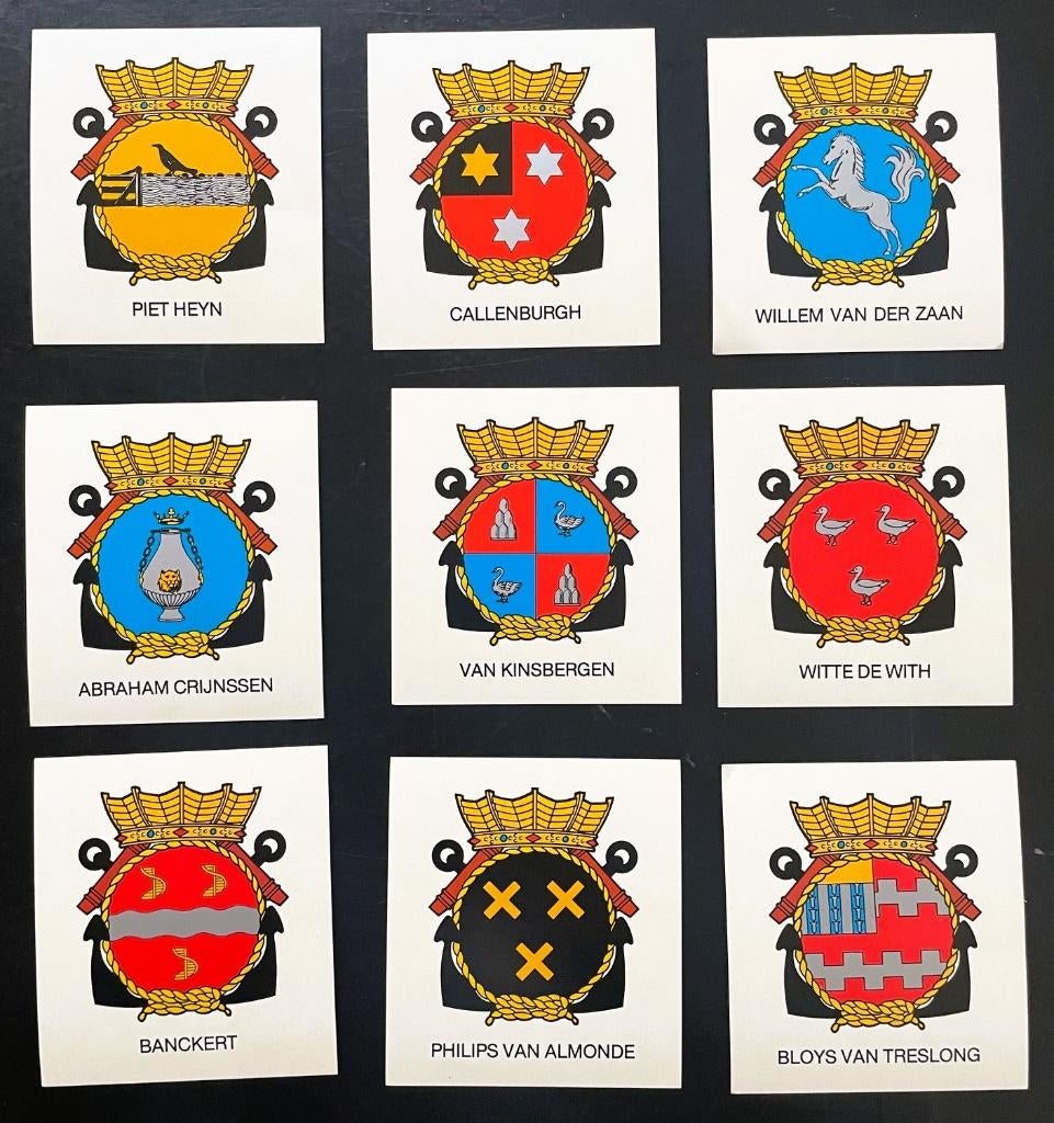 Fregatten Kortenaerklasse Koninklijke Marine - 9 stickers, Verzenden, Marine, Nederland, Embleem of Badge