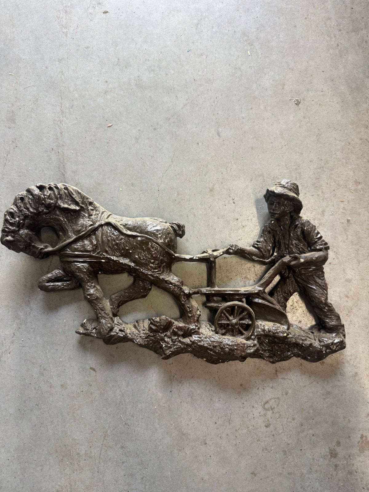 Wand decoratie boer met paard en ploeg, Ophalen, Gebruikt