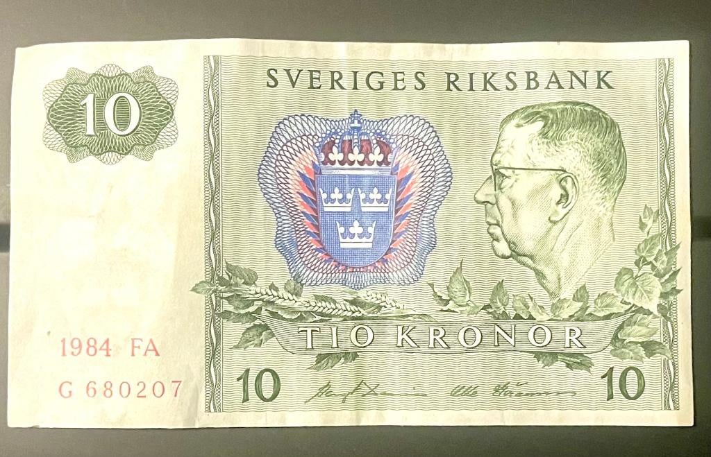 Zweeds bankbiljet 10 Kronen (Sweriges Riksbank 1984), Ophalen of Verzenden, Overige landen, Los biljet