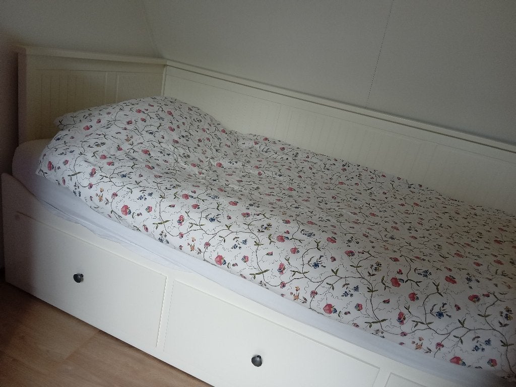 IKEA HEMNES bedbank 80x200 – uitschuifbaar met 3 lades, Ophalen, Gebruikt, Wit, Tweepersoons