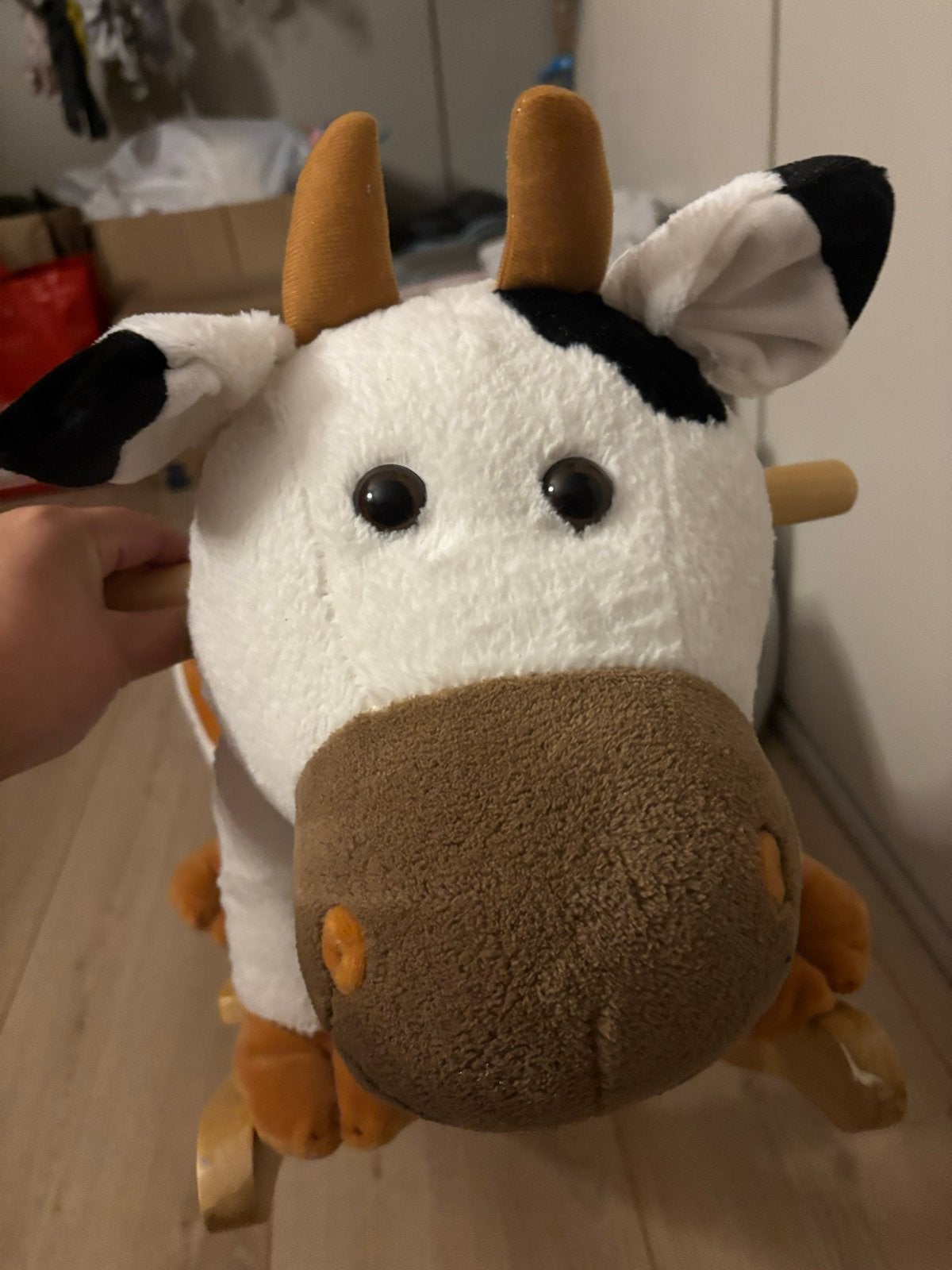 Schattige koe hobbelpaard met geluid voor baby's, Ophalen, Zo goed als nieuw, Overige typen, Met geluid
