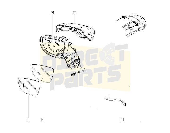 Renault Captur (4/13-12/19) Spiegel Rechts Origineel! 963010, -, Renault, -, Nieuw