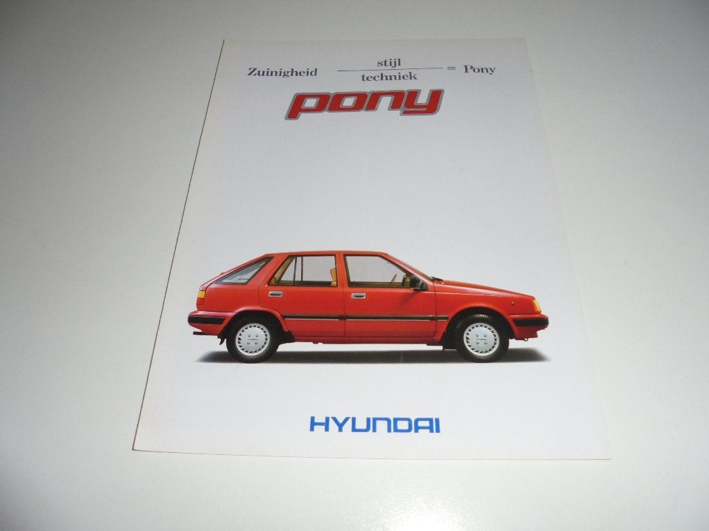 brochure Hyundai Pony 1989, MISDRUK, Ophalen of Verzenden, Zo goed als nieuw, Overige merken