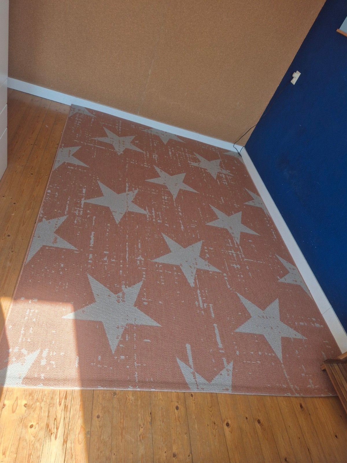 Vloerkleed met sterrenpatroon - terracotta - 280x203, Huis en Inrichting, Stoffering | Tapijten en Kleden, Ophalen, Modern, Speels