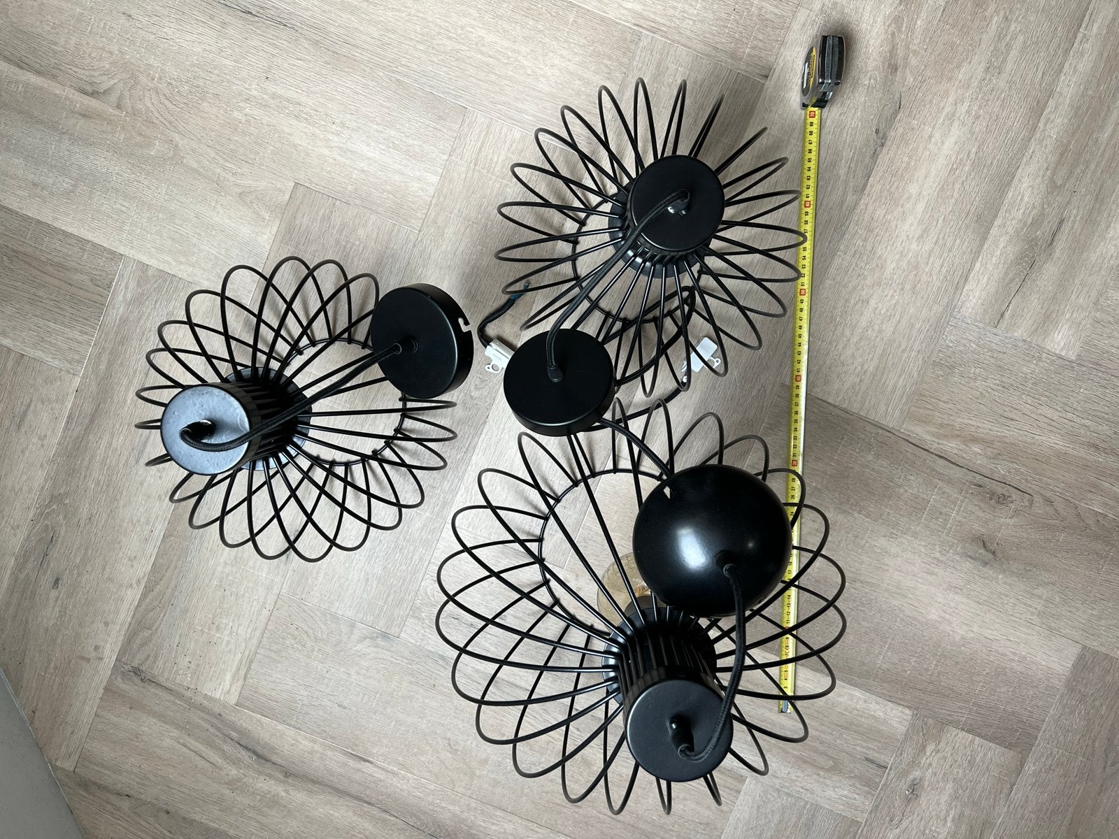 Qazqa Hanglampen - Design Industriële Bol (3 stuks), Zo goed als nieuw, Metaal, Industrieel, zwart, E27 (groot)