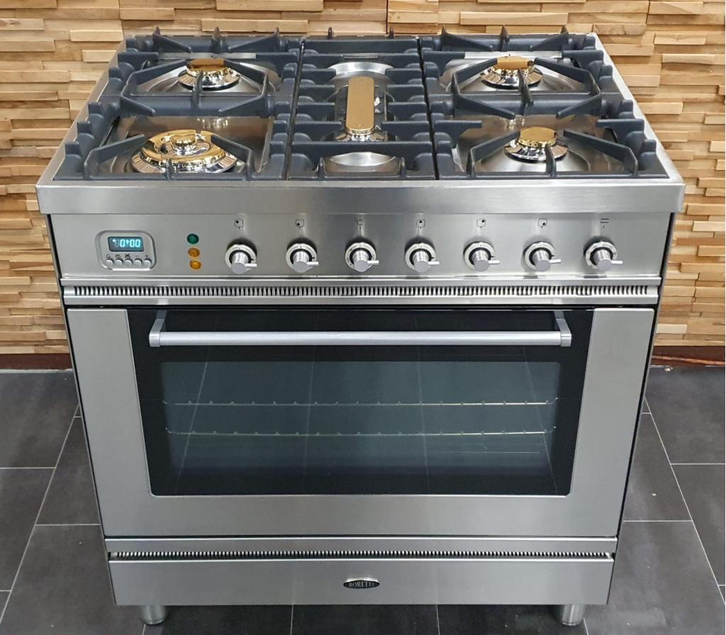 🔥Luxe Boretti Fornuis 80cm RVS 1 grote oven 5 pits, Witgoed en Apparatuur, Fornuizen, Niet ingevuld, 60 cm of meer, Niet ingevuld
