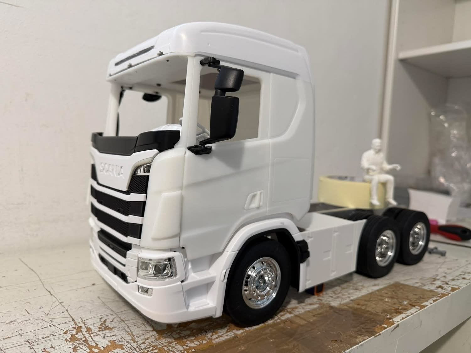 Scania R RC Truck Cabine (Wit) Tamiya scaleclub lesu, Hobby en Vrije tijd, Modelbouw | Auto's en Voertuigen, Ophalen of Verzenden