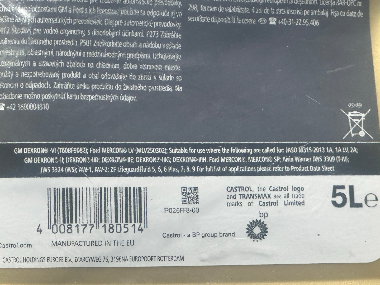 Castrol Transmax ATF Dexron-VI Multivehicle auto 15 liter, Ophalen of Verzenden, Nieuw, Universele onderdelen
