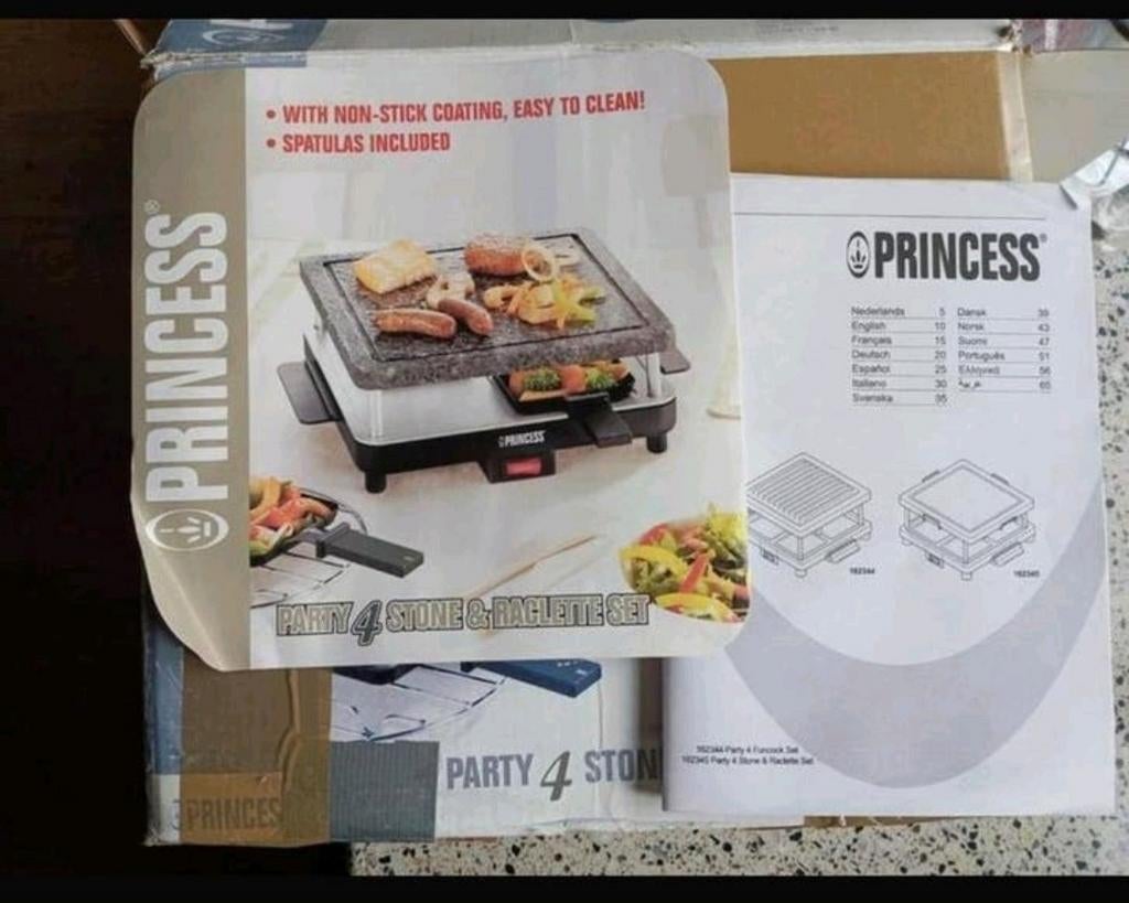 Princess Party 4 Stone & Raclette Set Nieuw in doos VASTE PR, Witgoed en Apparatuur, Gourmetstellen, Ophalen of Verzenden, Nieuw