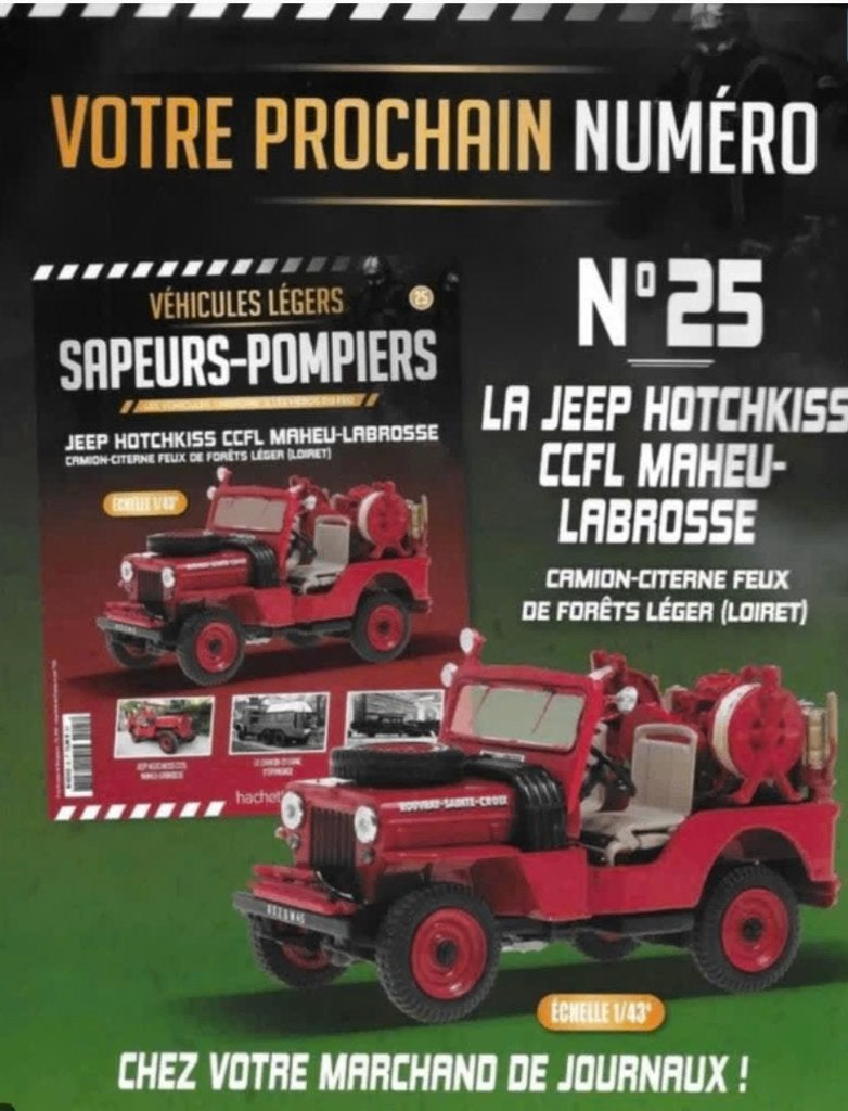Jeep Hotchkiss CCFL BOS brandweer schaal 1/43 # 25, Hobby en Vrije tijd, Modelauto's | 1:43, Verzenden, Nieuw, Auto, Overige merken