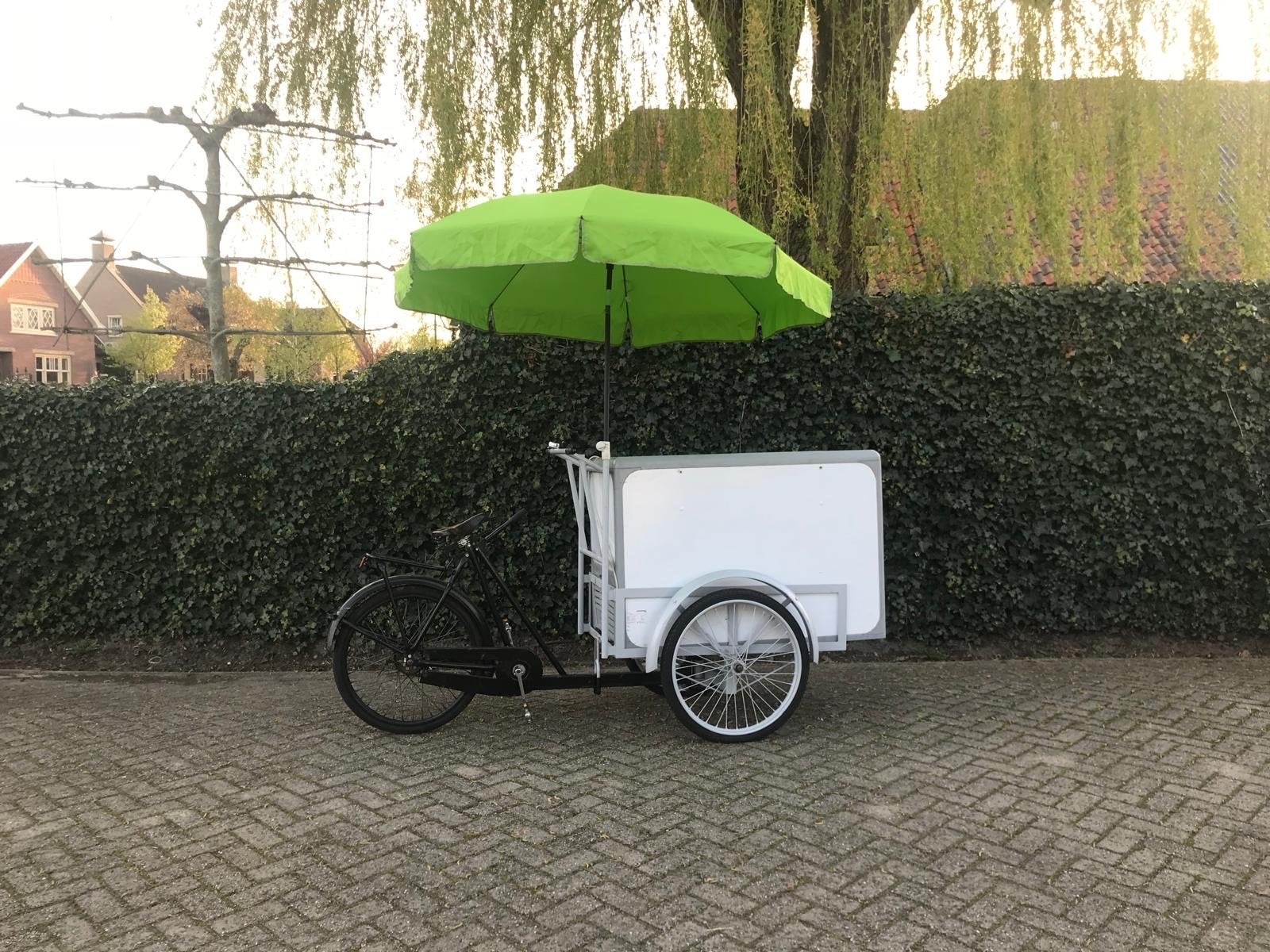 Bakfiets met vriezer en parasol - Ideaal voor evenementen, Gebruikt, Trommelrem, Ophalen, Overige merken