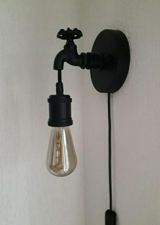 Industriële Kraan Wandlamp mat zwart - Lumidora lamp, Ophalen of Verzenden, Metaal