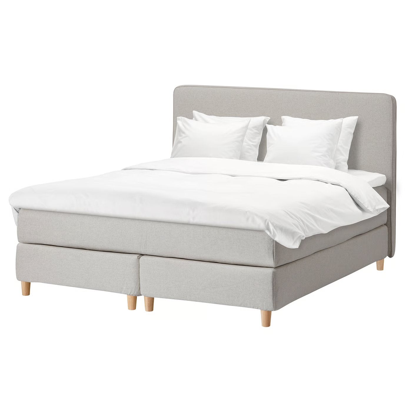 Dunvik boxspring IKEA beige 160x200 incl lattenbodems, Ophalen, Beige, Tweepersoons, Zo goed als nieuw