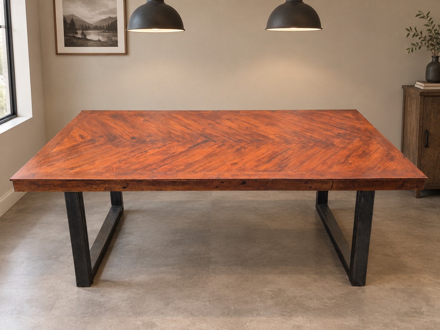 Prachtige 2m eettafel als nieuw. Visgraat / massief tafel, Huis en Inrichting, Ophalen, 50 tot 100 cm, Zo goed als nieuw, Vijf personen of meer