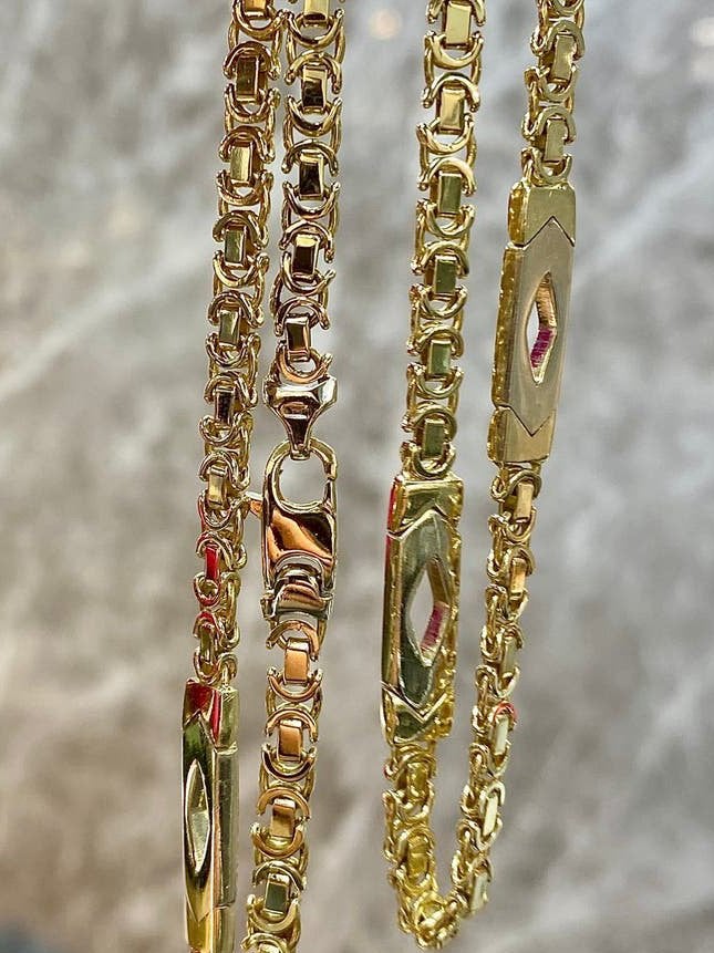 14k Gouden Platte Koningsketting | MASSIEF, Ophalen of Verzenden, Nieuw, Goud, Goud