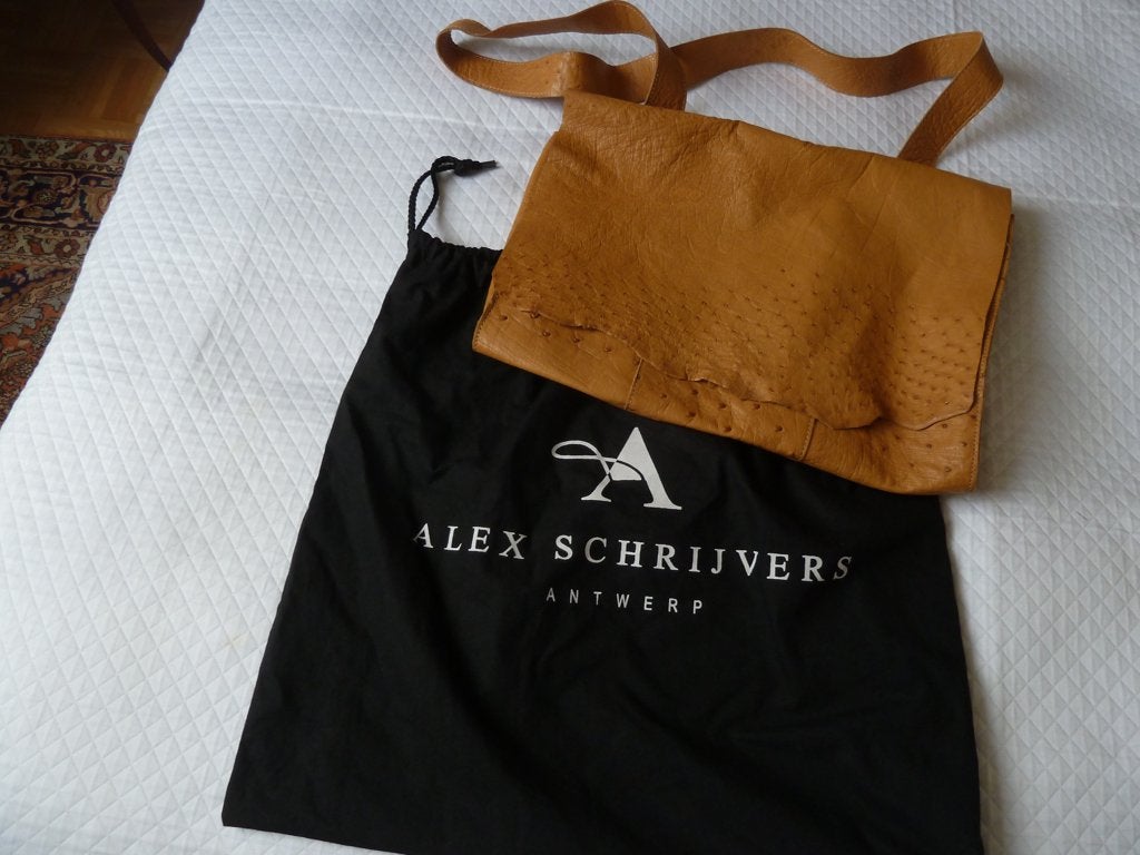 Alex Schrijvers Antwerpen grote echt struisvogel leren tas, Verzenden, Zo goed als nieuw, Overige kleuren, Overige typen