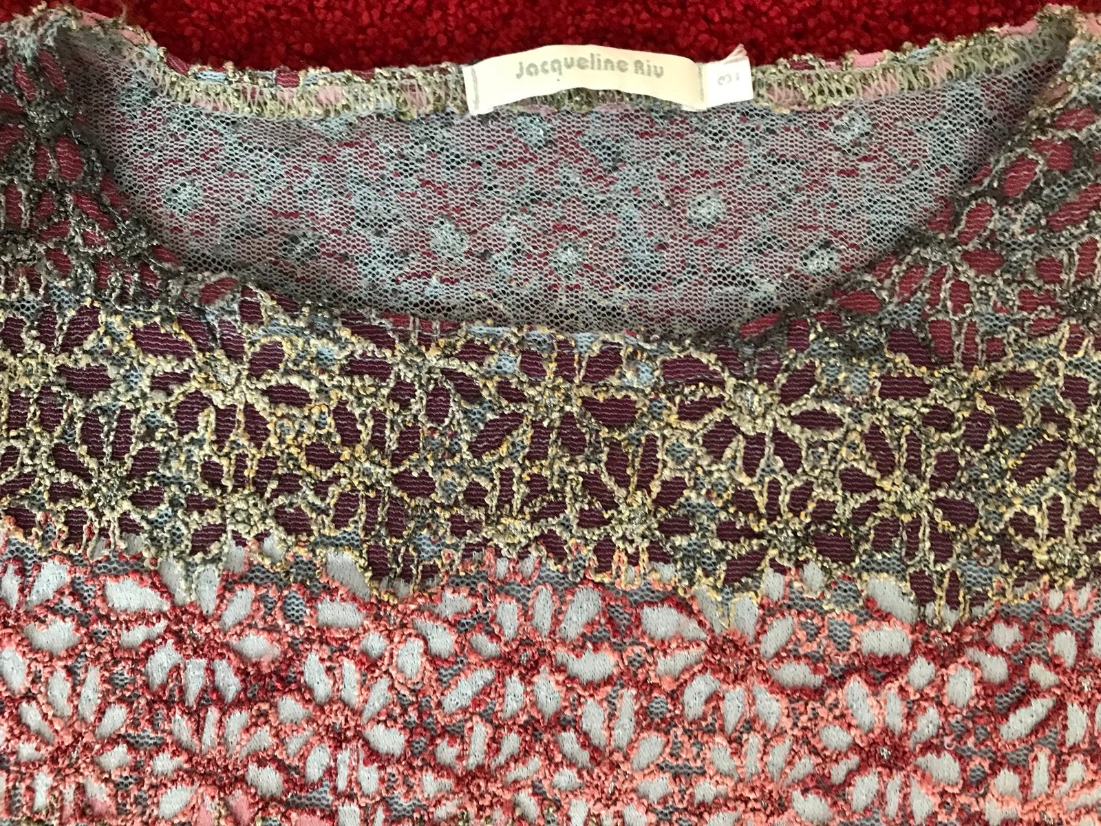 Jacqueline Riu top met kantpatroon - Maat 38, Kleding | Dames, Maat 38/40 (M), Meerkleurig, Ophalen of Verzenden, Korte mouw