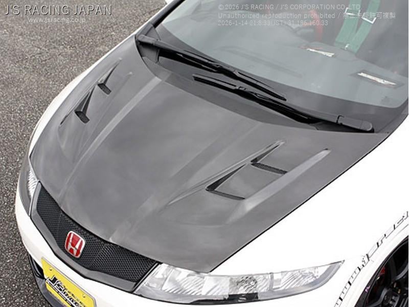 J'S Racing vented carbon motorkap - Honda Civic Type-R FN2, Ophalen of Verzenden