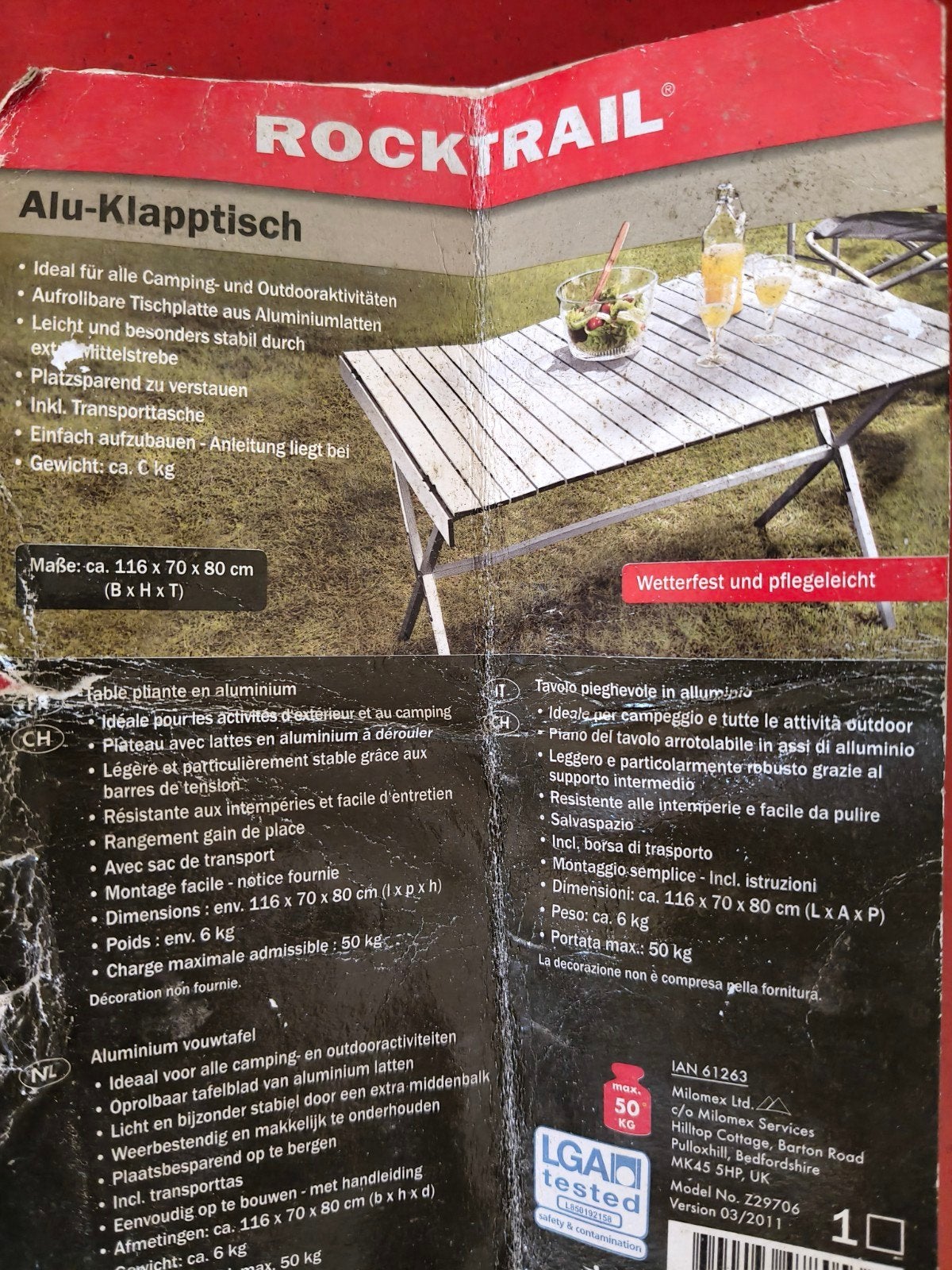 Rocktrail Aluminium Vouwtafel - Ideaal voor Kamperen, Ophalen of Verzenden, Gebruikt, Campingtafel