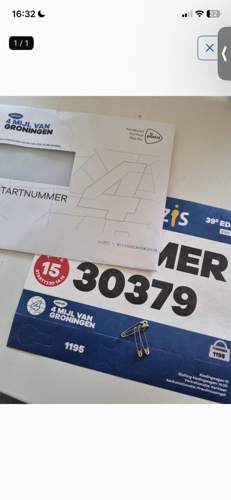 4 mijl start bewijs, Verzenden, Zo goed als nieuw