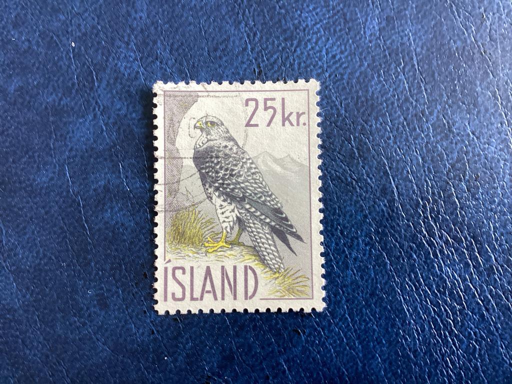 IJsland  -1960 -25 kr. met valk -Mi.339, Ophalen of Verzenden, Gestempeld