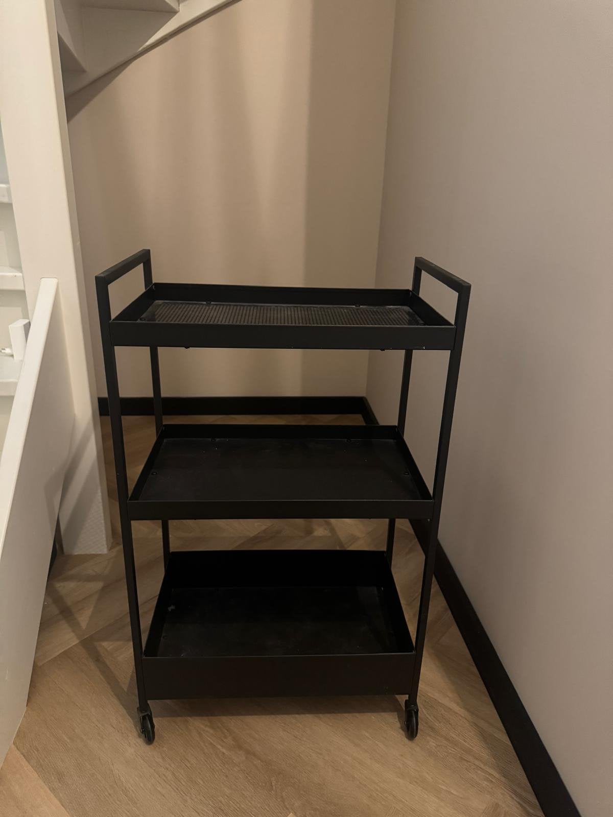metalen rolwagen / trolley zwart - 3 lagen, Ophalen, Zo goed als nieuw