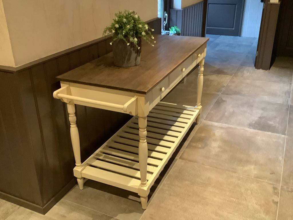Landelijk Bijzettafel/Sidetable met Lades 61x143x8, Ophalen, Gebruikt, 100 tot 150 cm, Tot twee personen