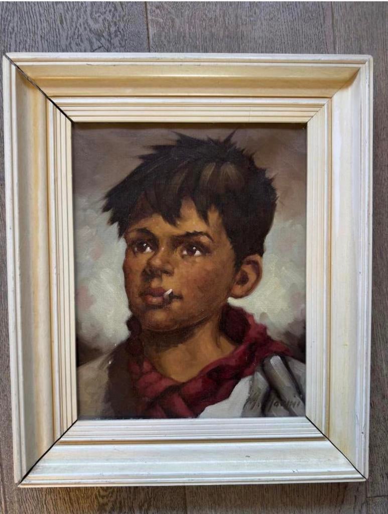 Zigeunerjongen schilderij vintage, Antiek en Kunst, Ophalen of Verzenden