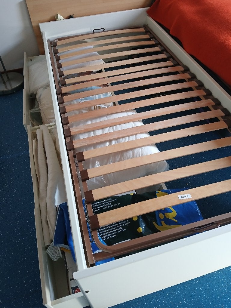 eenpersoonsbed met onderschuiflades, Ophalen, Gebruikt, 90 cm, Eenpersoons