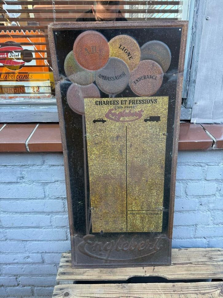 Vintage Engelbert Banden Reclamebord - Zeldzaam, Reclamebord, Gebruikt, ., Ophalen of Verzenden
