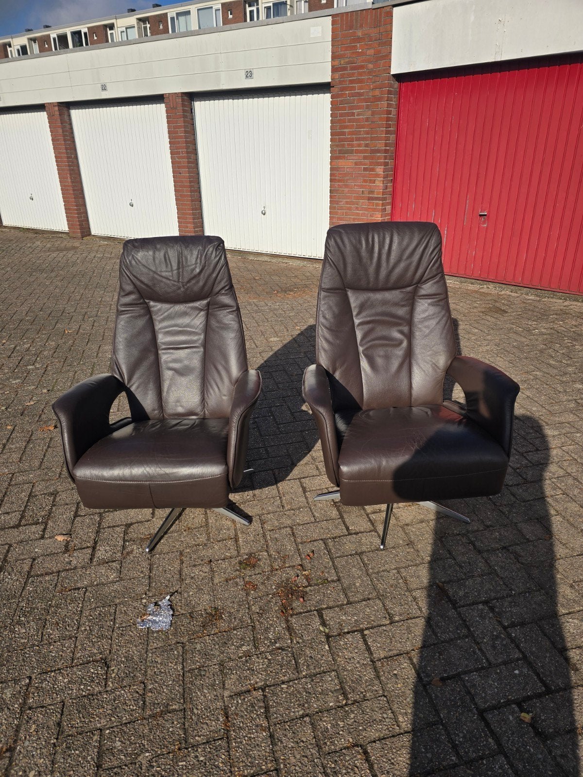Leren relaxfauteuils - Dames en Heren model, Ophalen, Gebruikt, Modern, Comfort, 75 tot 100 cm