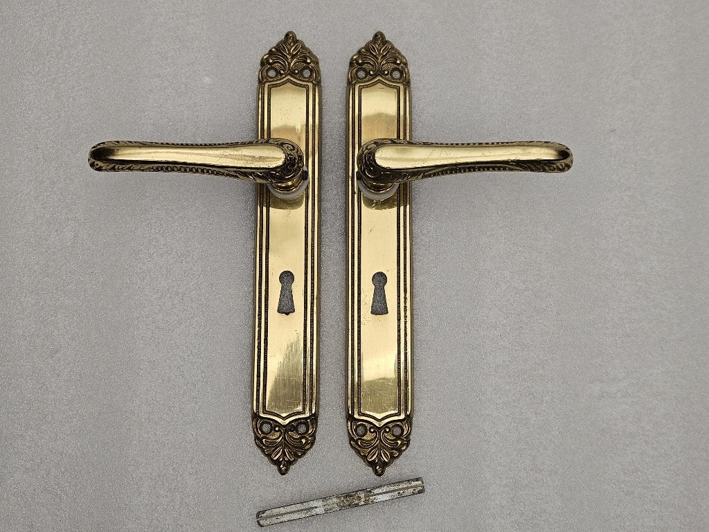 Setje vintage Geelkoperen Deurbeslag set nr.17, Ophalen of Verzenden